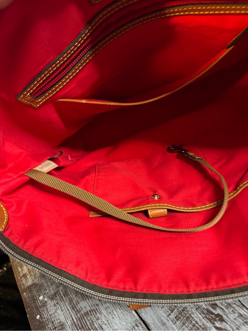 Dooney & Bourke Tan Canvas Satchel with Brown Leather Handles - Picture 15 of 15